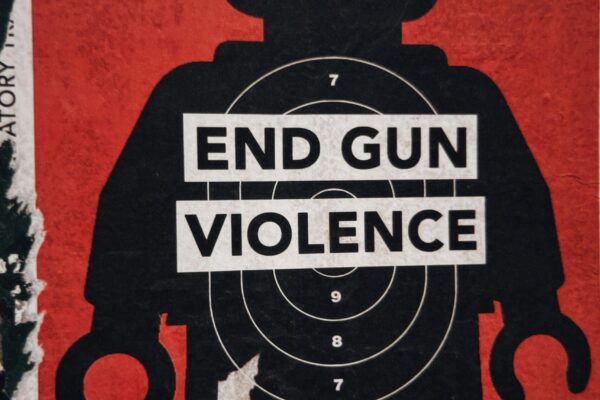 Anti-gun violence poster with target a symbol to stop mass shootings